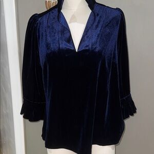 Gretchen Scott Elegant Navy blue  Velvet Women's Top